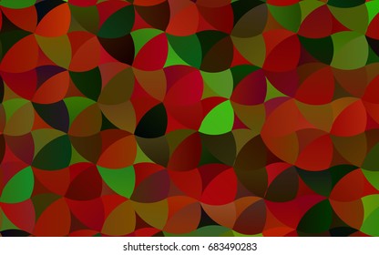 Dark Green, Red vector red banner with set of circles, dots. Donuts Background. Creative Design Template. Technological halftone illustration.