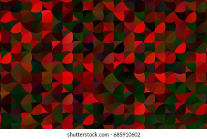 Dark Green, Red vector red banner with set of circles, dots. Donuts Background. Creative Design Template. Technological halftone illustration.
