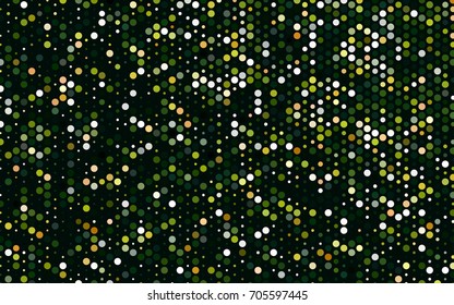 Dark Green, Red vector red banner with set of circles, dots. Donuts Background. Creative Design Template. Technological halftone illustration.
