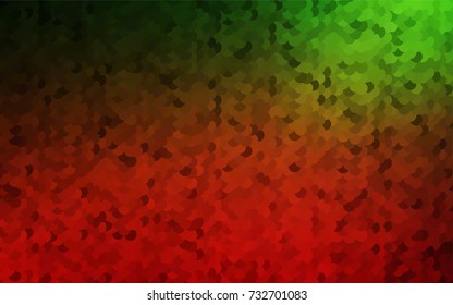 Dark Green, Red vector red banner with set of circles, dots. Donuts Background. Creative Design Template. Technological halftone illustration.