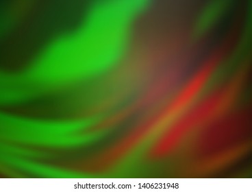 Dark Green, Red vector blurred shine abstract background. A vague abstract illustration with gradient. The best blurred design for your business.