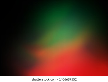 Dark Green, Red vector blurred shine abstract background. A vague abstract illustration with gradient. Brand new design for your business.