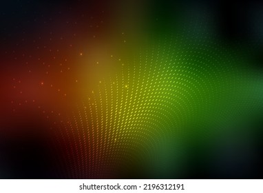 Dunkelgrüne, rote Vektorgrafik Unscharfe Blasen auf abstraktem Hintergrund mit buntem Farbverlauf. Glitzere abstrakte Illustration mit unscharfem Regen. Elegantes Design für Bildschirmhintergründe.