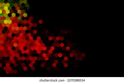 Dark Green, Red vector blurry hexagon background design. Geometric background in Origami style with gradient. 