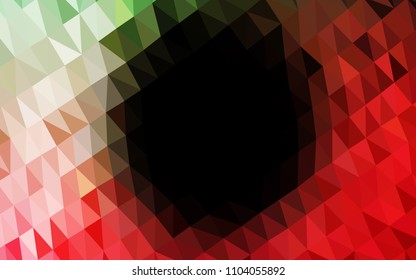 Dark Green, Red vector blurry hexagon template. Glitter abstract illustration with an elegant design. The elegant pattern can be used as part of a brand book.