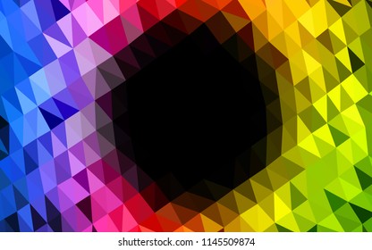 Dark Green, Red vector blurry hexagon pattern. A vague abstract illustration with gradient. Triangular pattern for your business design.
