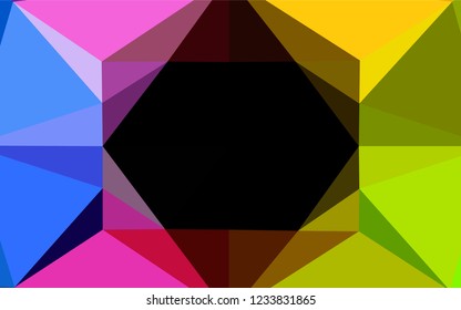 Dark Green, Red vector blurry hexagon texture. Shining illustration, which consist of triangles. A completely new design for your business.