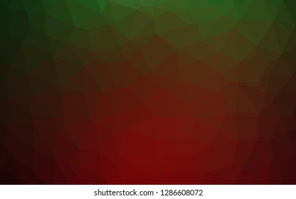Dark Green, Red vector blurry triangle texture. A vague abstract illustration with gradient. Triangular pattern for your business design.