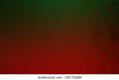 Dark Green, Red vector blurry triangle texture. Colorful illustration in Origami style with gradient.  Template for your brand book.