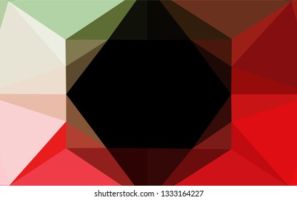 Dark Green, Red vector blurry hexagon template. An elegant bright illustration with gradient. Triangular pattern for your business design.