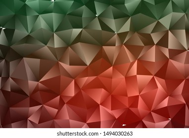 Dark Green, Red vector blurry triangle template. Triangular geometric sample with gradient.  Brand new design for your business.
