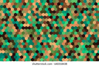 Dark Green, Red vector blurry hexagon background design. Geometric background in Origami style with gradient. 