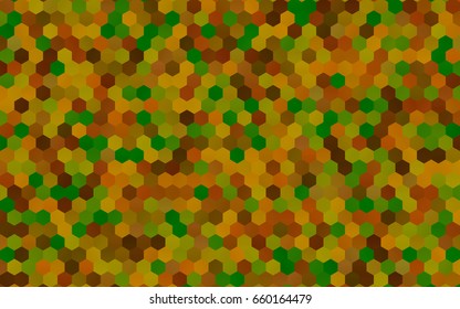 Dark Green, Red vector blurry hexagon background design. Geometric background in Origami style with gradient. 