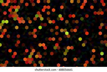 Dark Green, Red vector blurry hexagon background design. Geometric background in Origami style with gradient. 