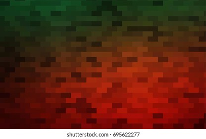 Dark Green, Red vector blurry rectangular background. Geometric background in square style with gradient. The pattern can be used for brand-new background.