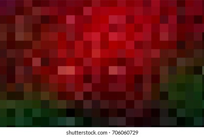 Dark Green, Red vector blurry rectangular background. Geometric background in square style with gradient. The pattern can be used for brand-new background.