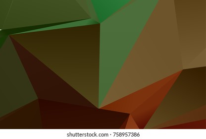 Dark Green, Red vector blurry triangle pattern. Creative geometric illustration in Origami style with gradient. Brand-new design for your business.