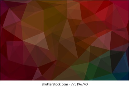 Dark Green, Red vector blurry triangle background design. Geometric background in Origami style with gradient. 