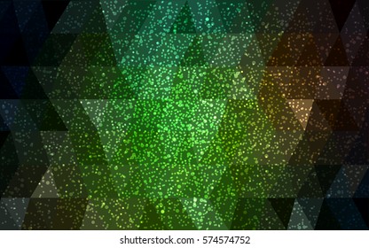 Dark Green, Red vector christmas postcard low polygon background. Illustration consisting of triangles. Abstract triangular polygonal origami or crystal design of New Year celebration.