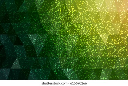 Dark Green, Red vector christmas postcard low polygon background. Illustration consisting of triangles. Abstract triangular polygonal origami or crystal design of New Year celebration.