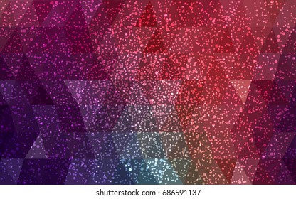 Dark Green, Red vector christmas polygon background. Low poly Illustration consisting of triangles with snowflakes. Texture background of New Year celebration.