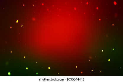 Dark Green, Red vector cover with beautiful snowflakes. Snow on blurred abstract background with gradient. The template can be used as a new year background.