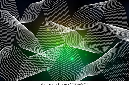 Dark Green, Red vector cover with happy holiday ribbons. Blurred decorative design in anniversary style with confetti. The pattern can be used for carnival, festival leaflets.