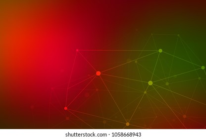 Dark Green, Red vector cover with spots, lines. Modern abstract colorful illustration with spheres and lines. Pattern can be used as texture of wallpapers.