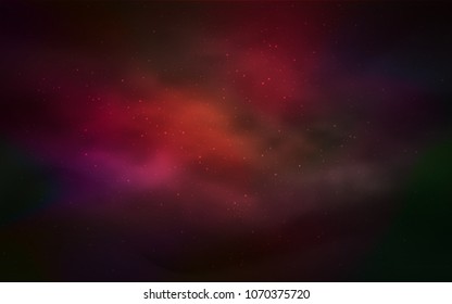 Dark Green, Red vector cover with astronomical stars. Blurred decorative design in simple style with galaxy stars. Pattern for astronomy websites.