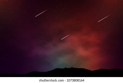 Dark Green, Red vector cover with astronomical stars. Shining colored illustration with bright astronomical stars. Best design for your ad, poster, banner.