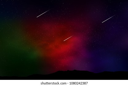 Dark Green, Red vector cover with astronomical stars. Shining illustration with sky stars on abstract template. Smart design for your business advert.