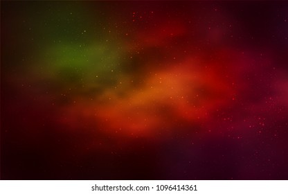 Dark Green, Red vector cover with astronomical stars. Space stars on blurred abstract background with gradient. Template for cosmic backgrounds.