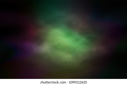 Dark Green, Red vector cover with astronomical stars. Modern abstract illustration with Big Dipper stars. Smart design for your business advert.