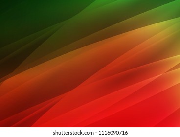 Dark Green, Red vector cover with long lines. Decorative shining illustration with lines on abstract template. The pattern can be used for websites.