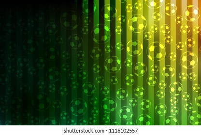Dark Green, Red vector cover with football symbols. Glitteral colorful illustration with abstract soccer balls. Pattern for promotion of soccer games.