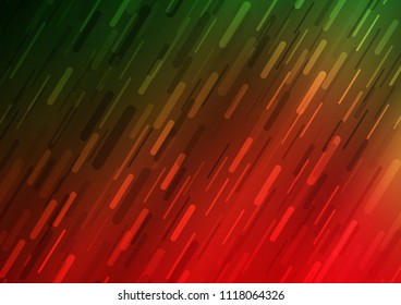 Dark Green, Red vector cover with long lines. Modern geometrical abstract illustration with staves. The pattern can be used as ads, poster, banner for commercial.