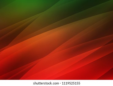 Dark Green, Red vector cover with long lines. Lines on blurred abstract background with gradient. Smart design for your business advert.