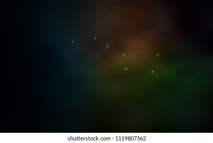 Dark Green, Red vector cover with astronomical stars. Shining colored illustration with bright astronomical stars. Pattern for astronomy websites.