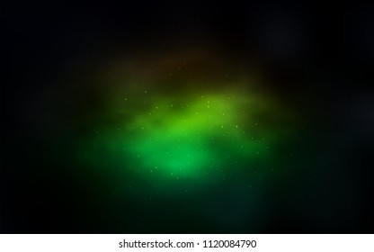 Dark Green, Red vector cover with astronomical stars. Shining colored illustration with bright astronomical stars. Pattern for astronomy websites.