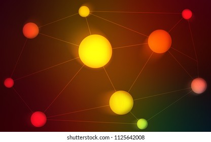 Dark Green, Red vector cover with spots, lines. Decorative design in abstract style with triangle structure. Completely new template for your brand book.