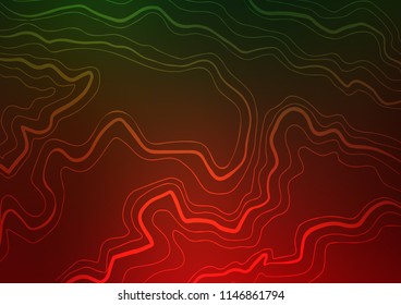 Dark Green, Red vector cover with long lines. Shining colored illustration with narrow lines. The pattern can be used for busines ad, booklets, leaflets