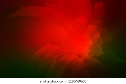 Dark Green, Red vector cover with set of hexagons. Glitter abstract illustration in hexagonal style. Pattern for ads, leaflets.