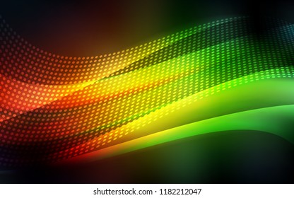 Dark Green, Red vector cover with spots, lines. Modern abstract colorful illustration with spheres and lines. Pattern for design of fabric, wallpapers.