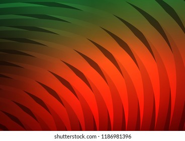 Dark Green, Red vector cover with long lines. Glitter abstract illustration with colored sticks. Best design for your ad, poster, banner.