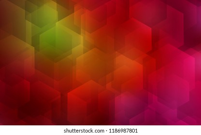 Dark Green, Red vector cover with set of hexagons. White background with colorful hexagons. New design for website's poster, banner.