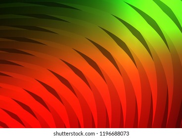 Dark Green, Red vector cover with long lines. Shining colored illustration with narrow lines. Best design for your ad, poster, banner.