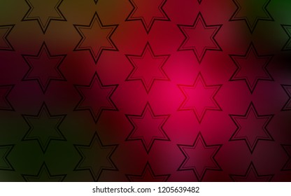 Dark Green, Red vector cover with small and big stars. Modern geometrical abstract illustration with stars. Best design for your ad, poster, banner.