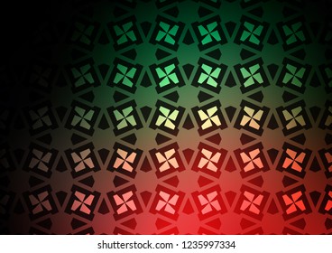 Dark Green, Red vector cover in triangles, cubes. Lines, rhombus with colorful gradient. Pattern for busines ad, booklets, leaflets