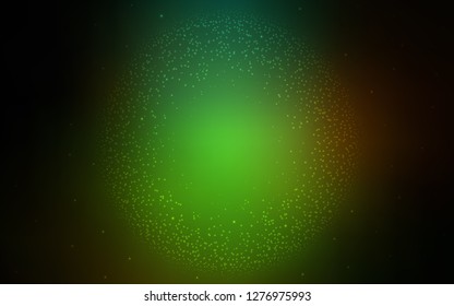 Dark Green, Red vector cover with astronomical stars. Shining illustration with sky stars on abstract template. Smart design for your business advert.