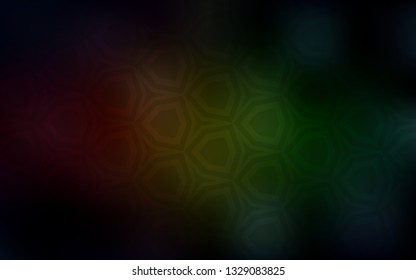 Dark Green, Red vector cover with set of hexagons. Glitter abstract illustration in hexagonal style. Pattern for your ad, booklets.